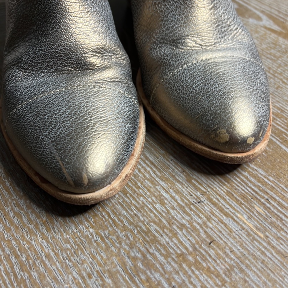 JOIE Gold Leather Booties 36.5 - Picture 6 of 11
